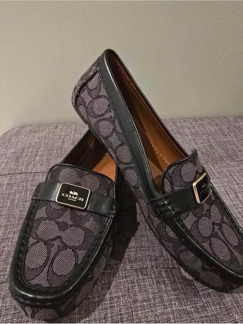 COACH Men’s Black Signature Logo Driving Loafers